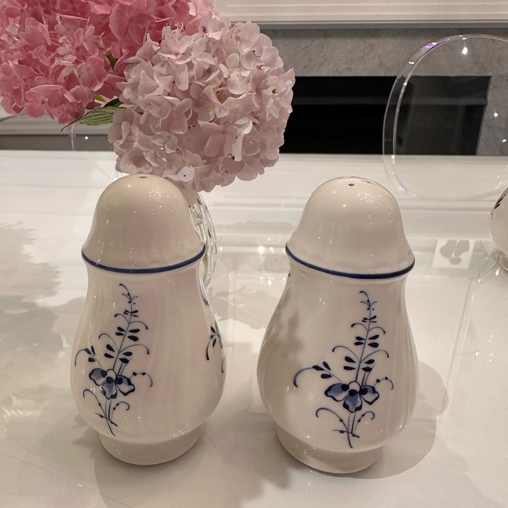 Villeroy and Boch Blue and White Floral Salt and Pepper Shakers